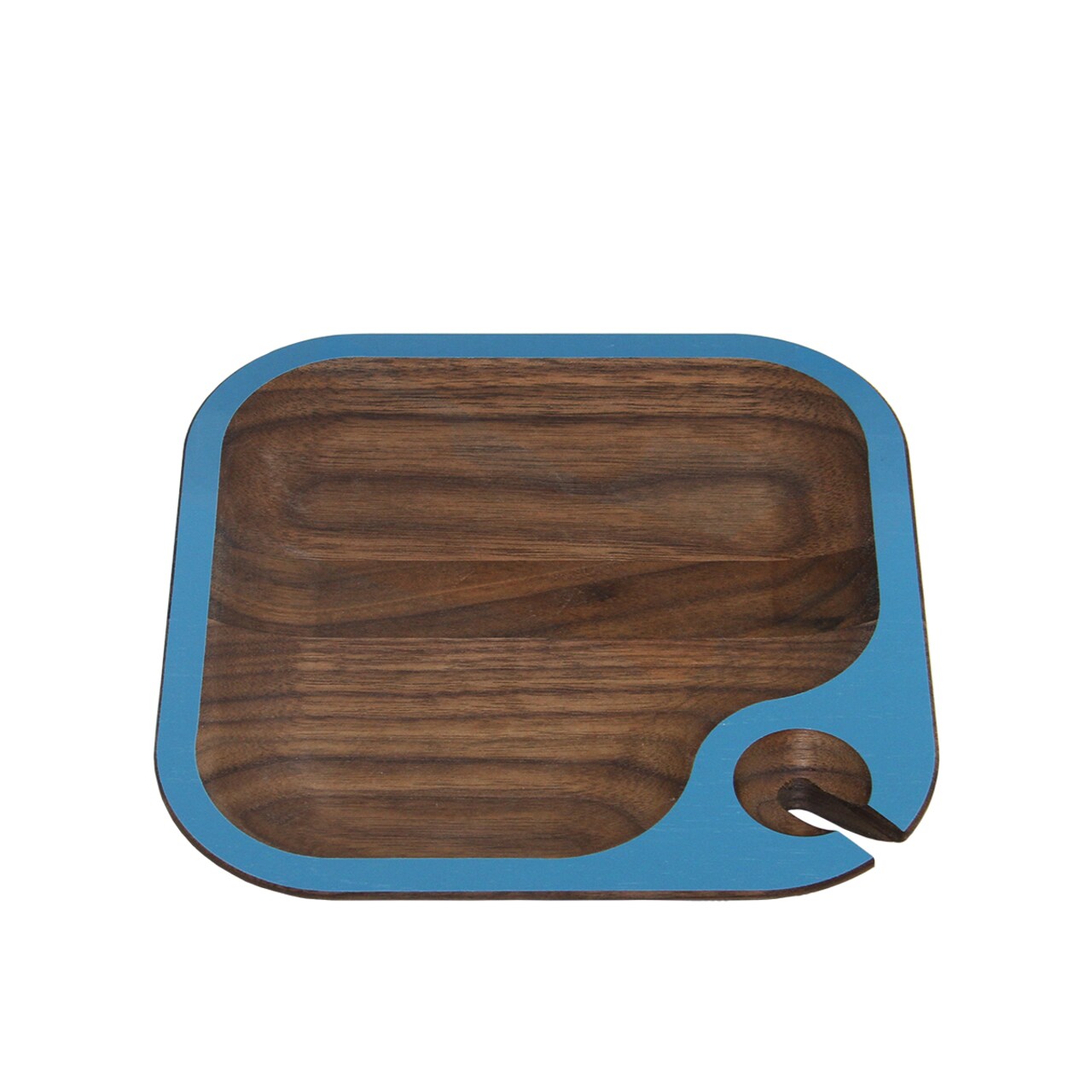 David Rasmussen Design 6.5" Brown and Blue Square Handcrafted Appetizer Plate